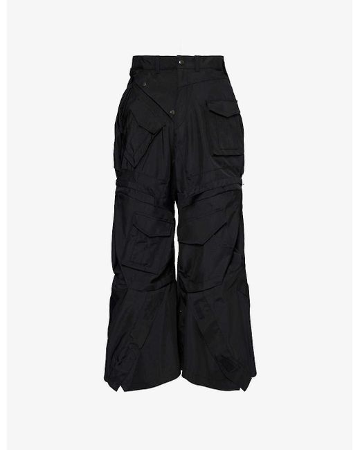 Junya Watanabe Black Patch-pocket Relaxed-fit Woven Trousers for men
