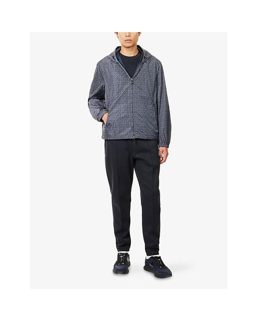 Emporio Armani Blue Graphic-Print Windbreaker Shell Jacket for men