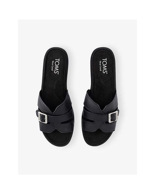 TOMS Black Sol Leather Sandals
