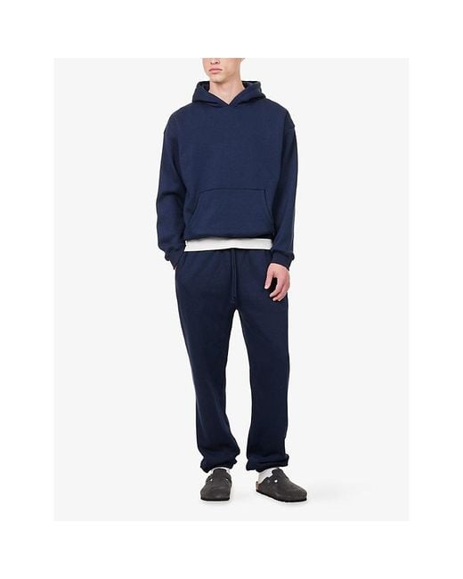Skims Blue Fleece Lounge Relaxed-Fit Cotton-Blend Hoody for men