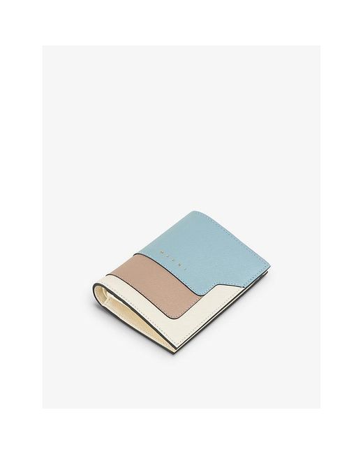 Marni Blue Vanitosi Logo-Embossed Calf-Leather Wallet