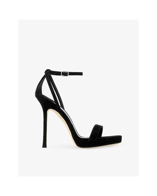 Jimmy Choo Black Moza Pf 120 Suede Heeled Sandals