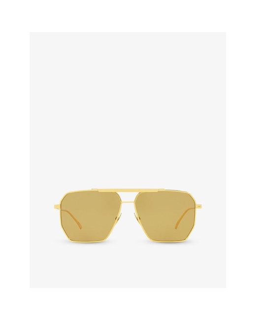 Bottega Veneta Yellow 6j000237 Bv1012s Pilot-frame Metal Sunglasses for men