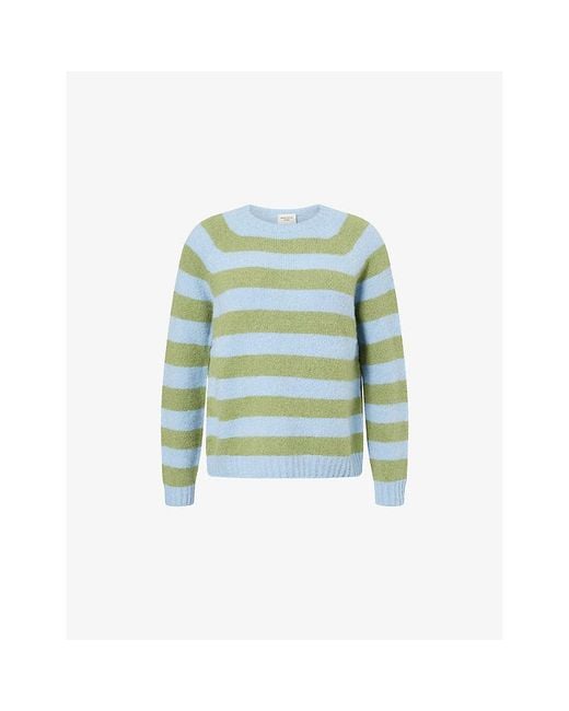 Weekend by Maxmara Blue Striped Round-Neck Knitted Jumper