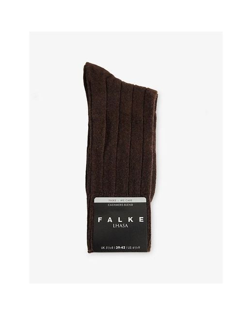 Falke Black Lhasa Ribbed Wool-Blend Knitted Socks for men