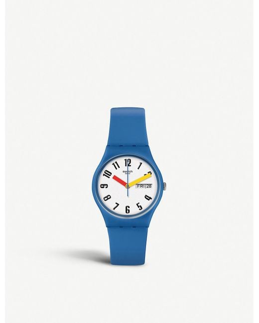 Swatch White Gs703 Sobleu Original Gent Plastic Watch for men