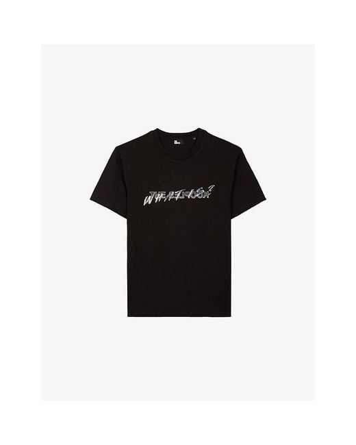 The Kooples Black Logo-Print Short-Sleeve Cotton T-Shirt for men