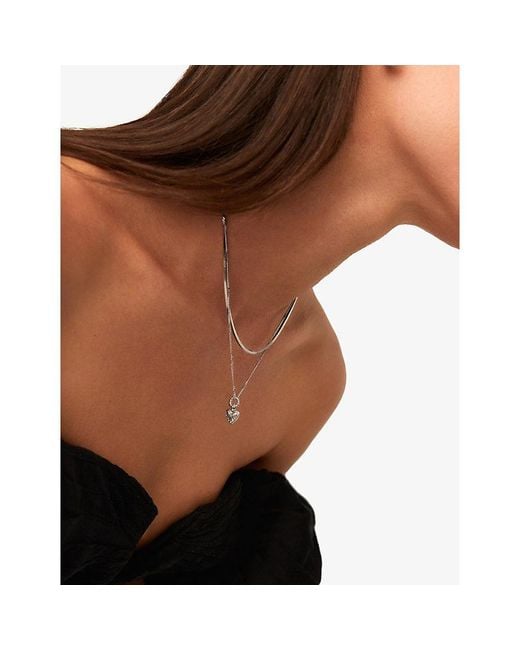 Missoma Metallic Mini Ridge Heart Charm Plated Sterling- Pendant Necklace