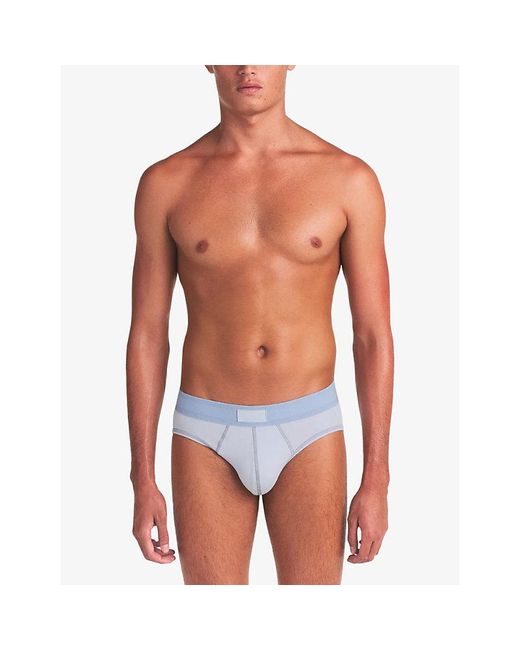 Skims Blue Logo-Waistband Pack Of Three Cotton-Jersey Briefs for men