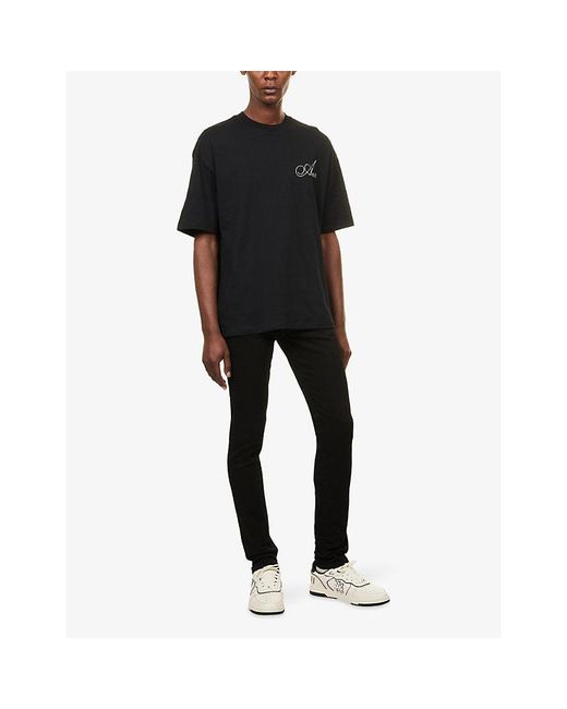 Amiri Black Crystal Script-Logo Cotton-Jersey T-Shirt for men