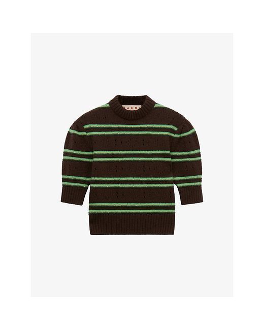 Marni Green Striped Cashmere Jumper