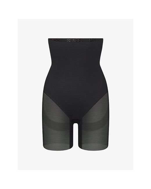 Skims Black Power Mesh Core Sculpt High-Rise Stretch-Woven Shorts