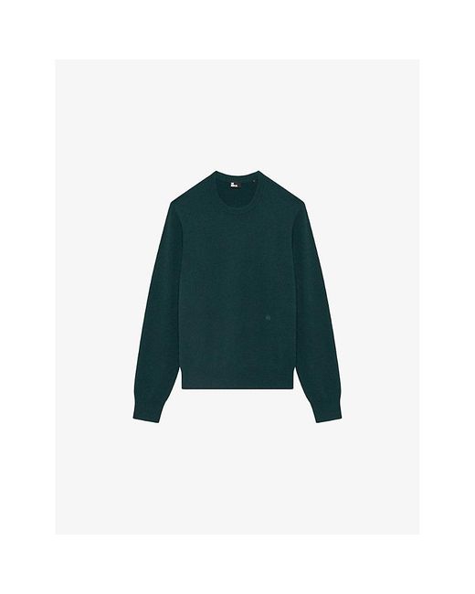The Kooples Green Crewneck Regular-Fit Stretch Cashmere-Blend Jumper for men