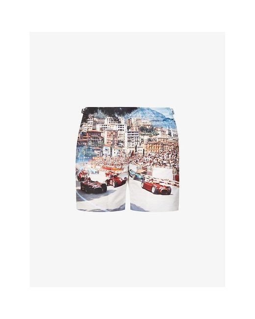 Orlebar Brown White Bulldog Photo-Printed Swim Shorts for men