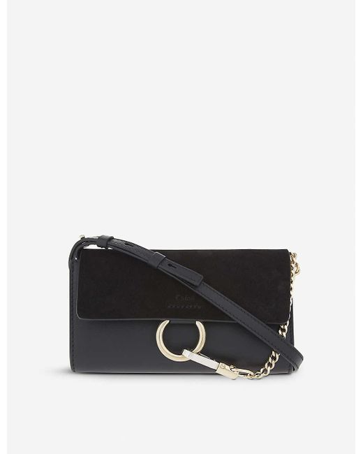 chloe faye leather and suede clutch