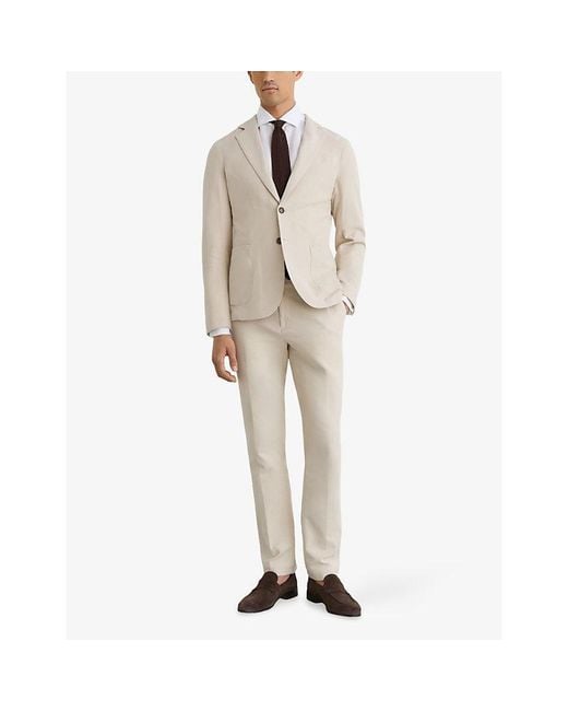 Reiss Natural Jason Single-Breasted Stretch Cotton-Blend Blazer for men