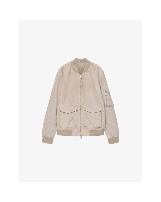 AllSaints Natural Pasilla Suede Bomber Jacket for men
