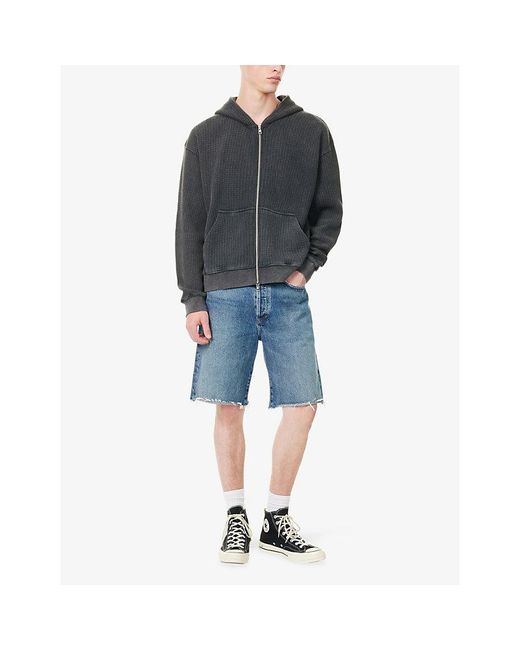 Agolde Blue Anson Frayed-Hem Denim Shorts for men