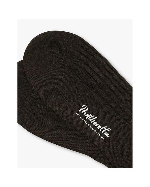Pantherella Black Danvers Branded Cotton-Blend Socks for men