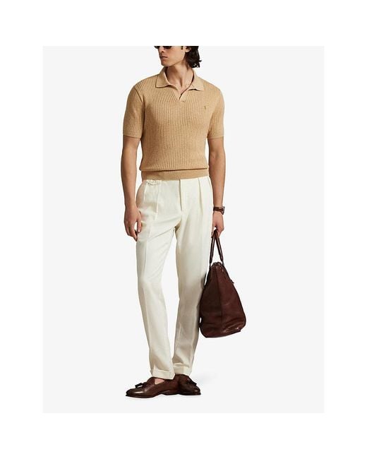 トップス Polo Ralph Lauren open collar shirt Polo Ralph Lauren Open-Collar Ribbed-Knit Cotton Polo Shirt in