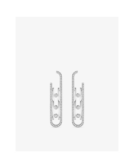 Messika White Move 10Th 18Ct And 1Ct Diamond Earrings