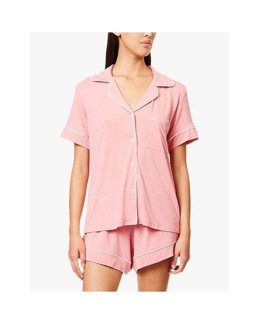 Eberjey Pink Gisele Piped-Trim Stretch-Jersey Pyjamas