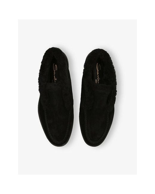 Santoni Black Fortune Suede Ankle Boots