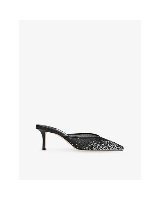Jimmy Choo Multicolor Vivi 65 Crystal-Embellished Mesh Heeled Mules