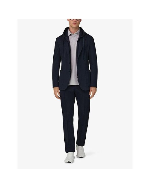 Boggi Blue Madison Removable-Hood Stretch-Jersey Jacket for men