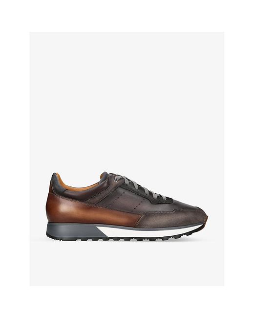 Magnanni Shoes Brown Murgon Mica Chunky-sole Leather Low-top Trainers for men