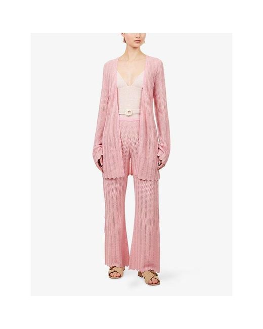 Devon Windsor Pink Gavi Open-Knit Trousers