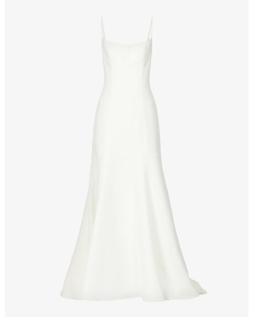 Jenny Yoo White Caleb Floral-embroidered Crepe Gown