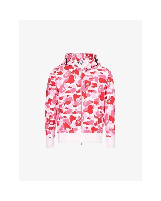 A Bathing Ape Red Shark Camouflage-print Cotton-jersey Hoody for men