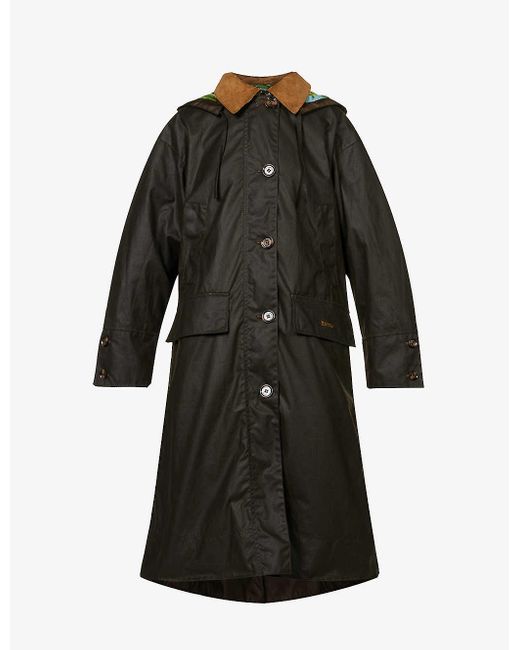 Barbour Black X House Of Hackney Petiver Longline Waxed-cotton Coat