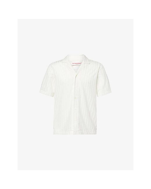 Orlebar Brown White Maitan Textured-Pattern Woven Shirt for men