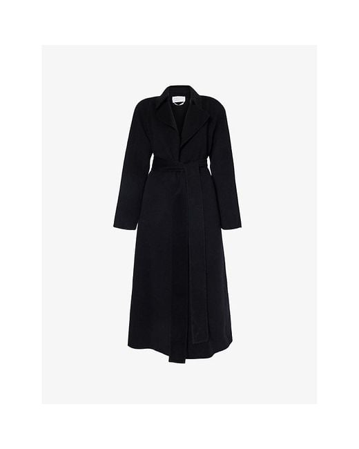Gabriela Hearst Black Lachlan Tie-waist Cashmere Coat