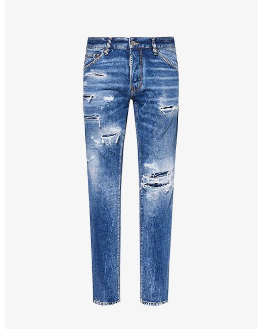DSquared² Vy Blue Cool Guy Ripped Denim Jeans for men