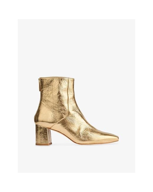 L.K.Bennett Natural Nadira Metallic-Leather Block-Heel Ankle Boots