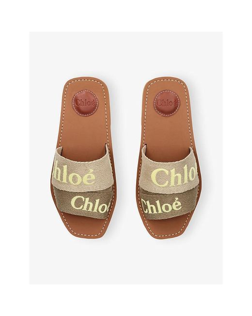 Chloé Natural Woody Canvas Sandals