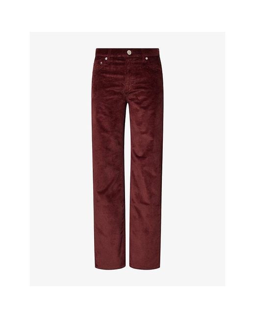 Rag & Bone Red Andi Harlow Straight-Leg Cotton-Blend Corduroy Trousers