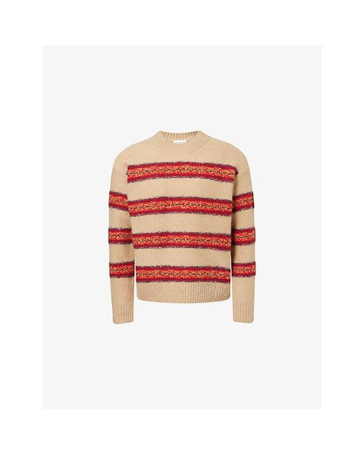 Dries Van Noten Red Master Striped Alpaca And Wool-Blend Jumper for men
