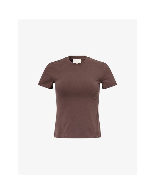 Sisterly Tribe Brown Cosy Soft Round-Neck Stretch-Cotton T-Shirt
