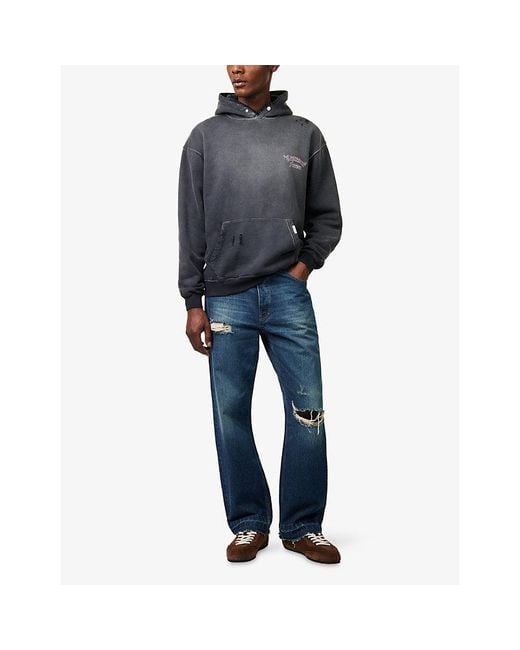 Represent Blue Duality Logo-Print Cotton Hoody for men