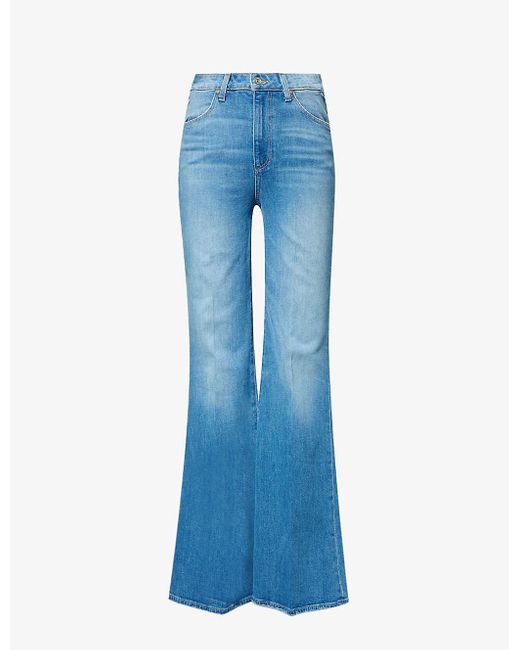 PAIGE Blue Charlie Flare-leg High-rise Stretch-denim Jeans