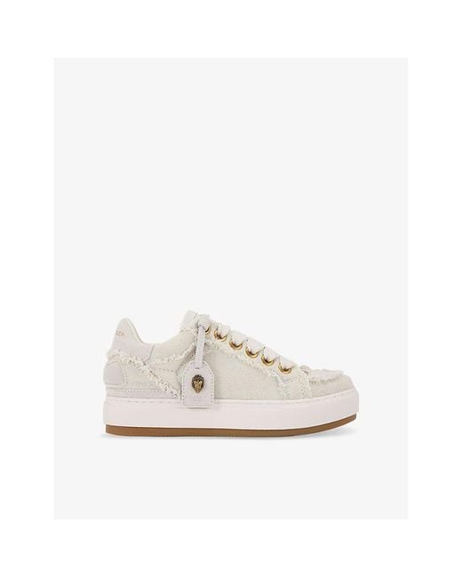 Kurt Geiger White Southbank Tag Denim Low-Top Trainers