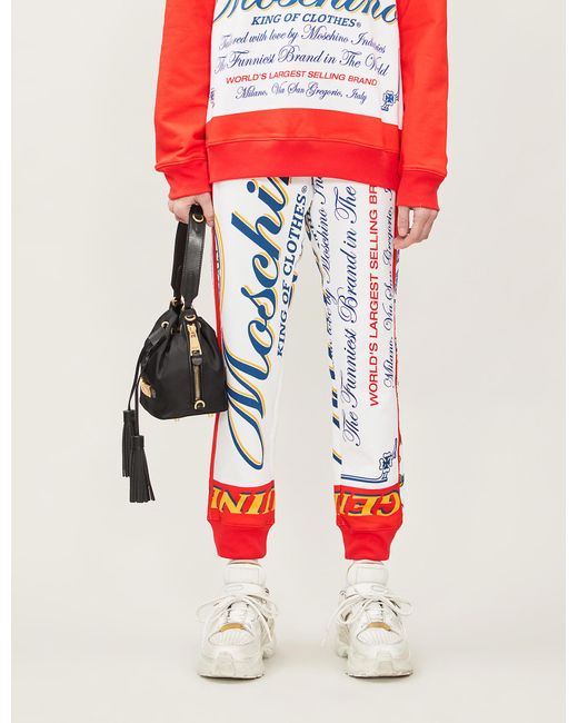 Moschino Red X Budweiser Printed Cotton-jersey jogging Bottoms