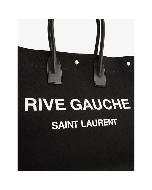 Saint Laurent Rive Gauche Branded Cotton Tote Bag in Black for Men | Lyst