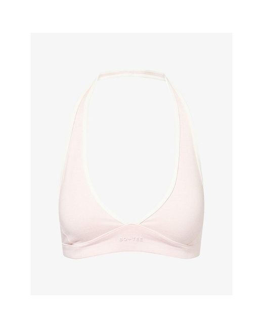 BO+TEE Pink Halter-Neck Sports Bra