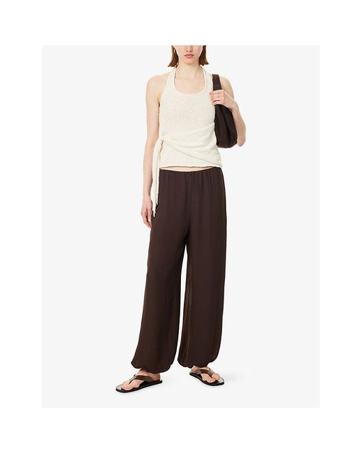 4th & Reckless White Braya Boucle Knit Draped Waist Sleeveless Top
