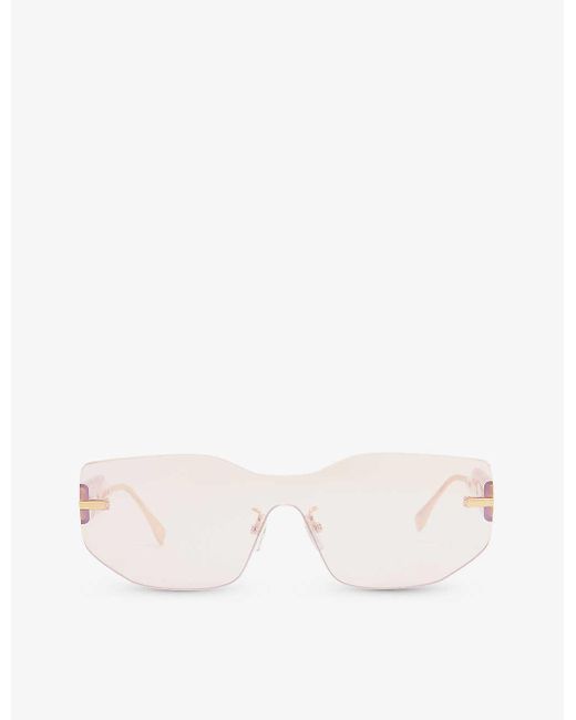 Fendi Natural Fe40066u Shield-frame Metal Sunglasses
